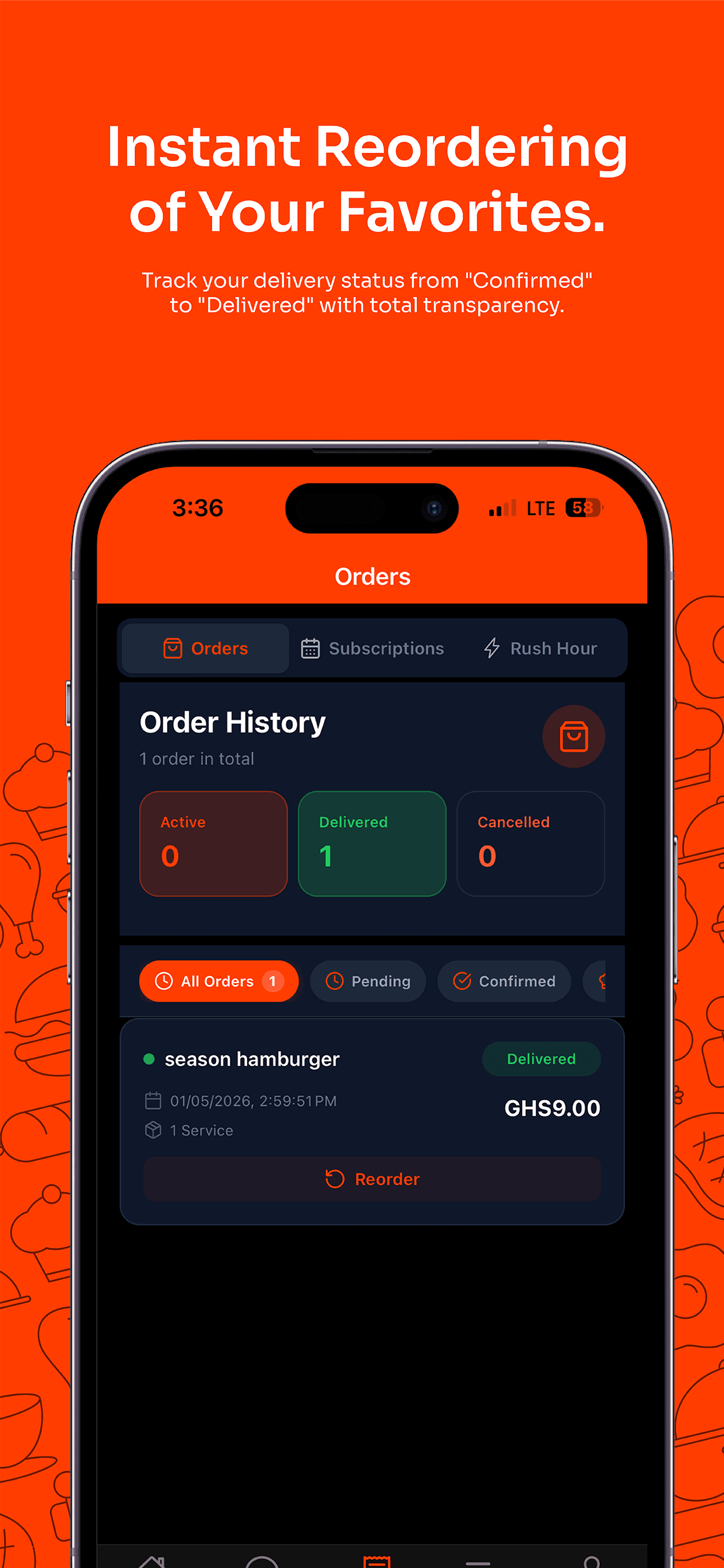 Instant reordering and order tracking on Zula — track from Confirmed to Delivered