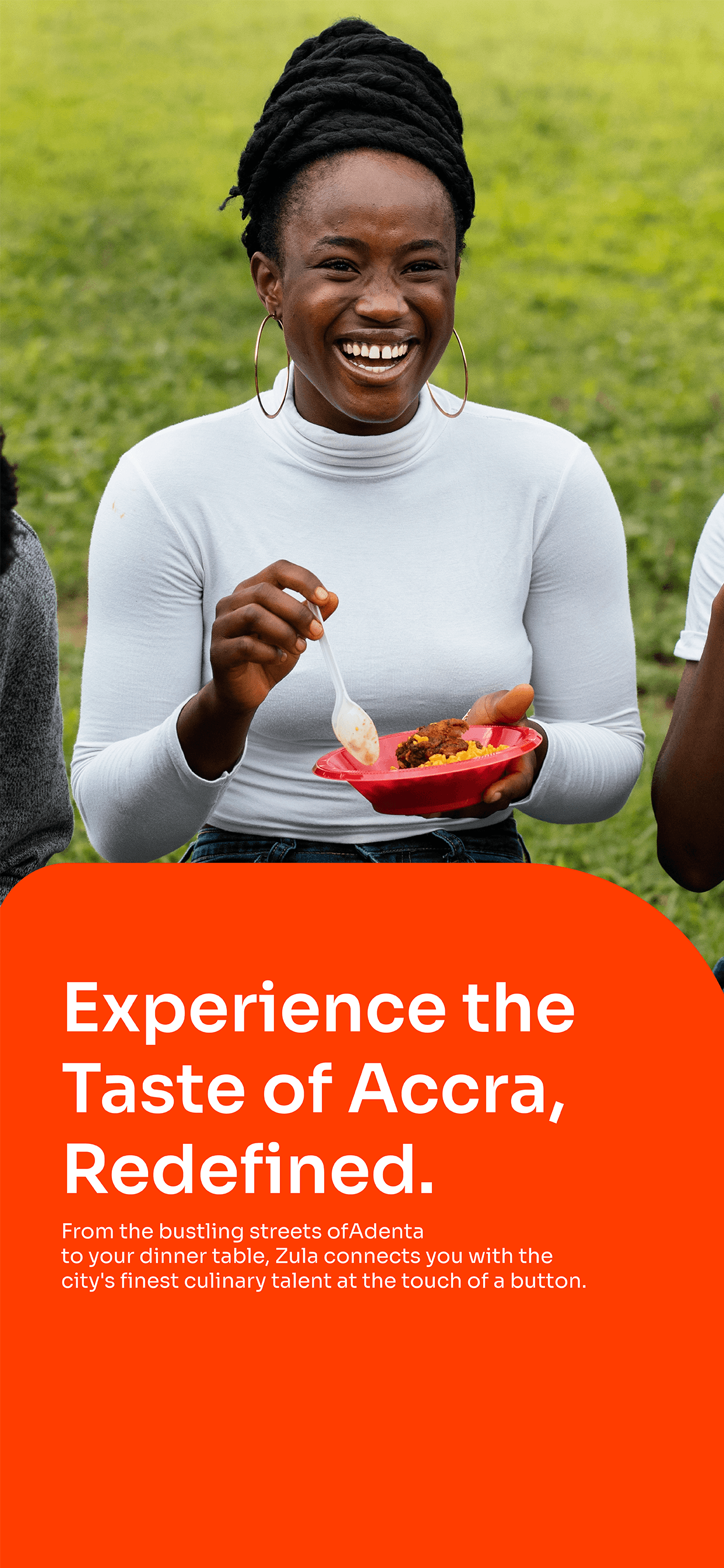 Experience the Taste of Accra — people enjoying local Ghanaian food